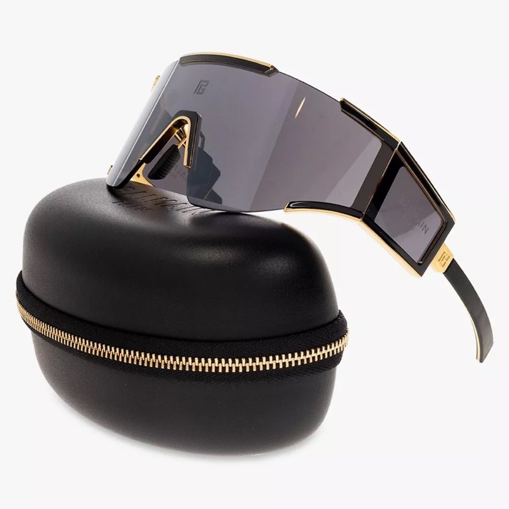Balmain Fleche mask Sunglasses Logo Acetate Titanium Shield Unisex Japan Authent